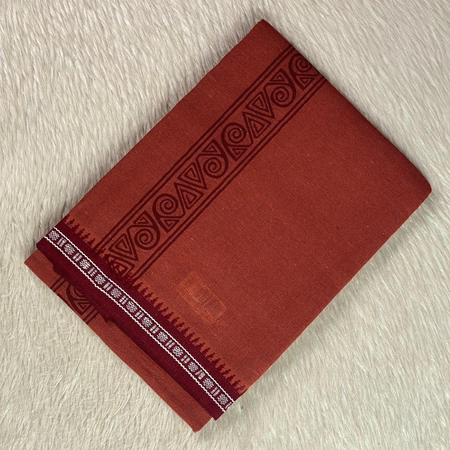 Kavi Cotton Mundu with Maroon Border