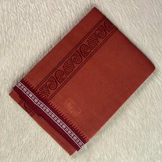 Kavi Cotton Mundu with Maroon Border