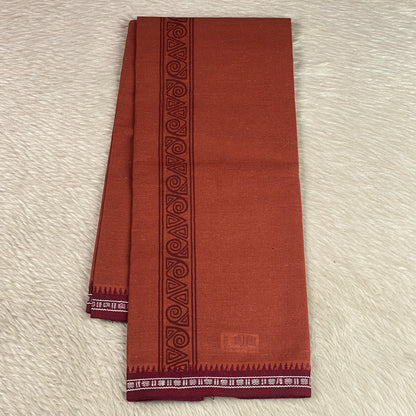 Kavi Cotton Mundu with Maroon Border