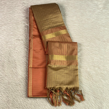 Moksha Semi Silk Checkerd Saree with Solid Border Mustard