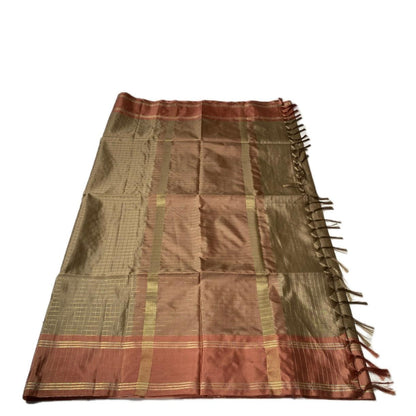 Moksha Semi Silk Checkerd Saree with Solid Border Mustard