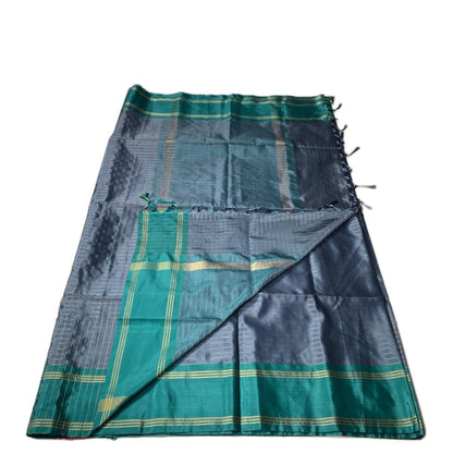 Moksha Semi Silk Checkerd Saree with Solid Border Grey