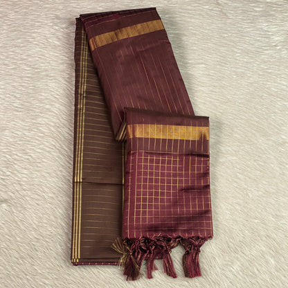 Moksha Semi Silk Checkerd Saree with Solid Border Maroon