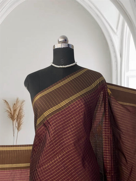 Moksha Semi Silk Checkerd Saree with Solid Border Maroon