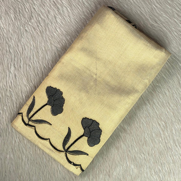 Black Daliya Plain Kerala Kasavu Saree