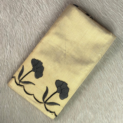 Black Daliya Plain Kerala Kasavu Saree