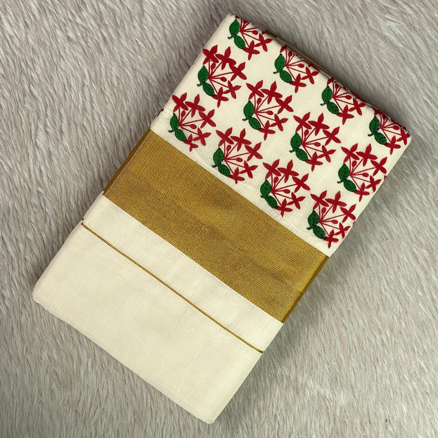 The CottonGulmohar Kasavu Saree