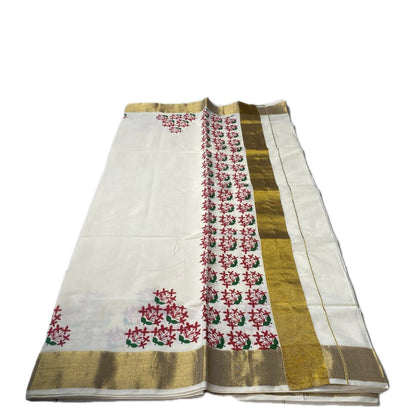 The CottonGulmohar Kasavu Saree