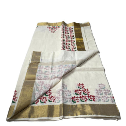 The CottonGulmohar Kasavu Saree