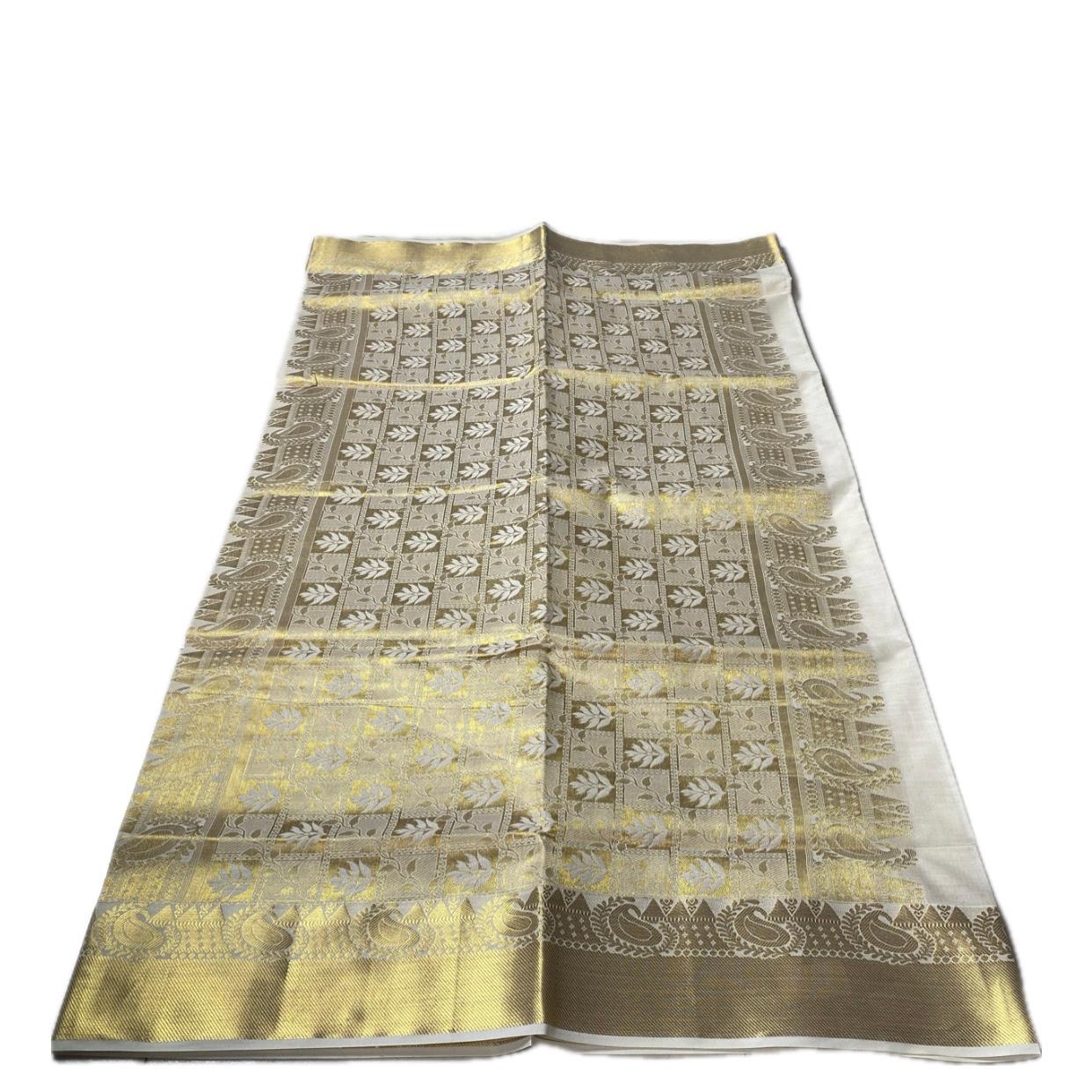 Premium Golden-Tone Tissue Kerala Saree