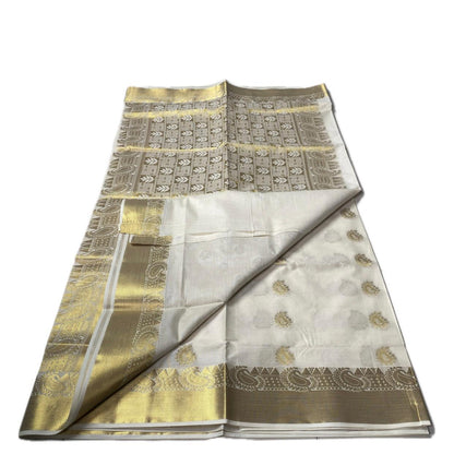 Premium Golden-Tone Tissue Kerala Saree