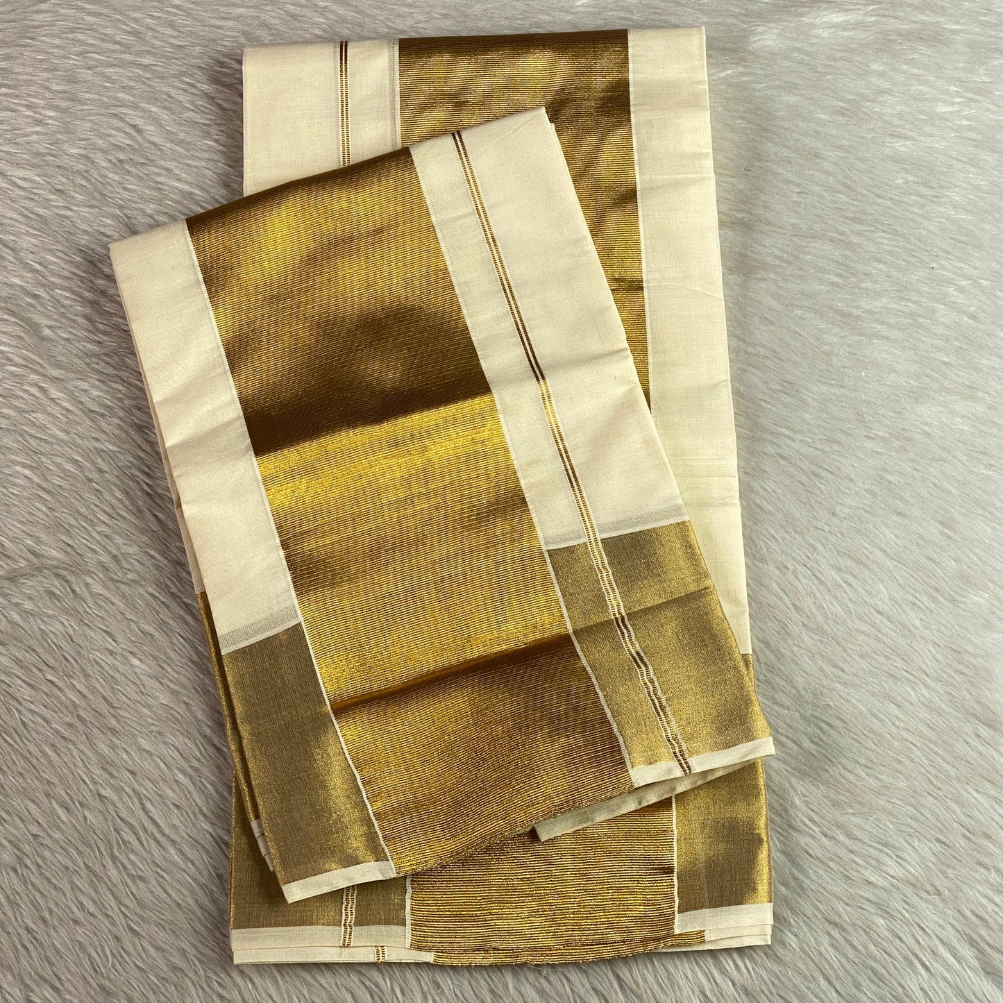 Traditional Kerala Cotton Kasavu Saree with Festive Blouse Combo