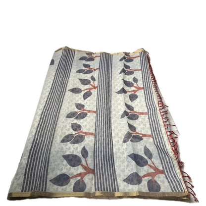 Tharu Leaf patten Semi Linen Saree