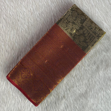 Panchali  Warm Golden Glow Brocade Semi Silk saree in Green