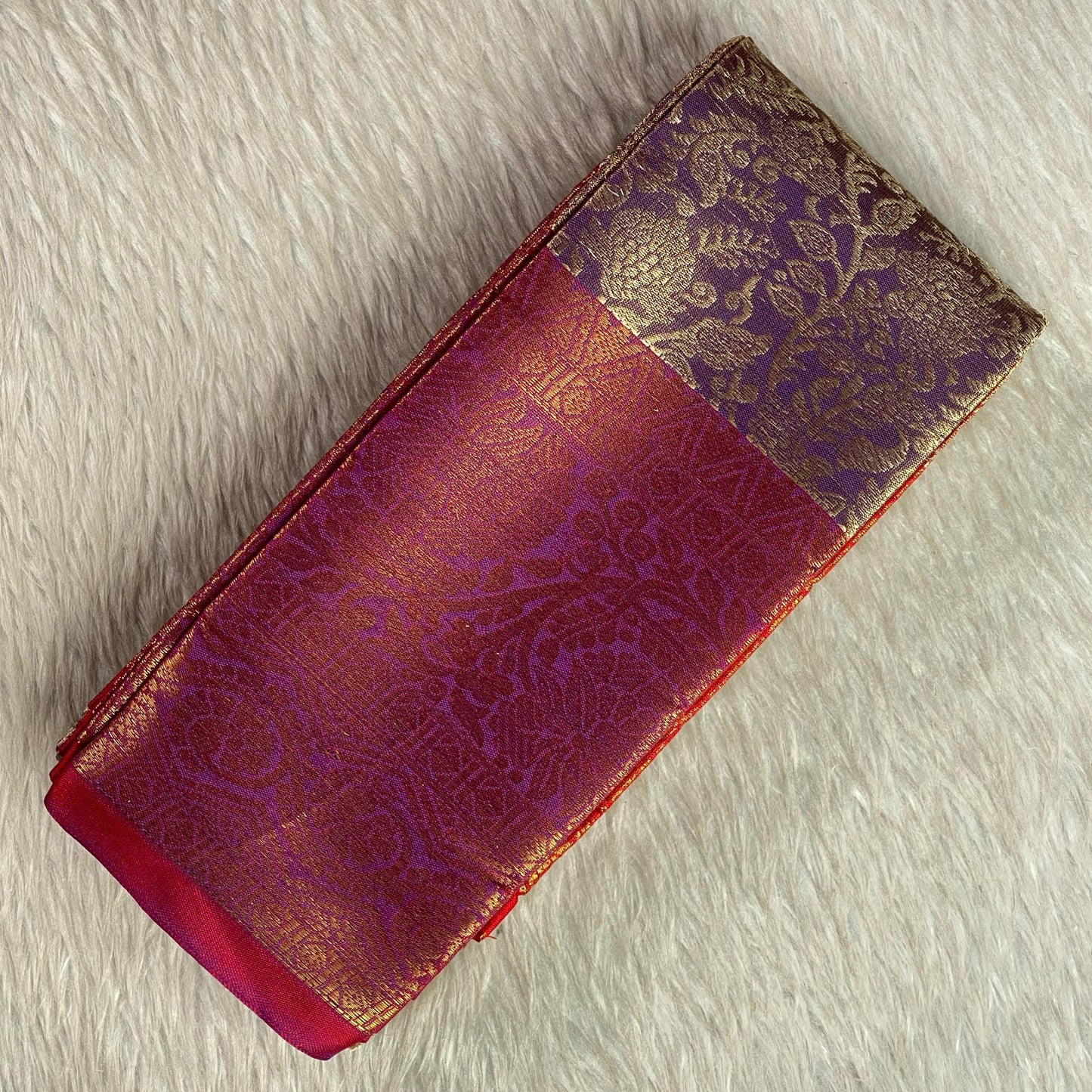 Panchali  Warm Golden Glow Brocade Semi Silk saree in Violet