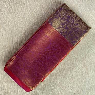 Panchali  Warm Golden Glow Brocade Semi Silk saree in Violet