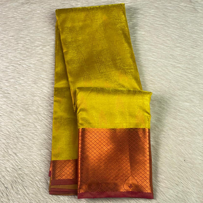 Olive Green with Maroon Border Silk Saree Wedding Collection (Dress Code)