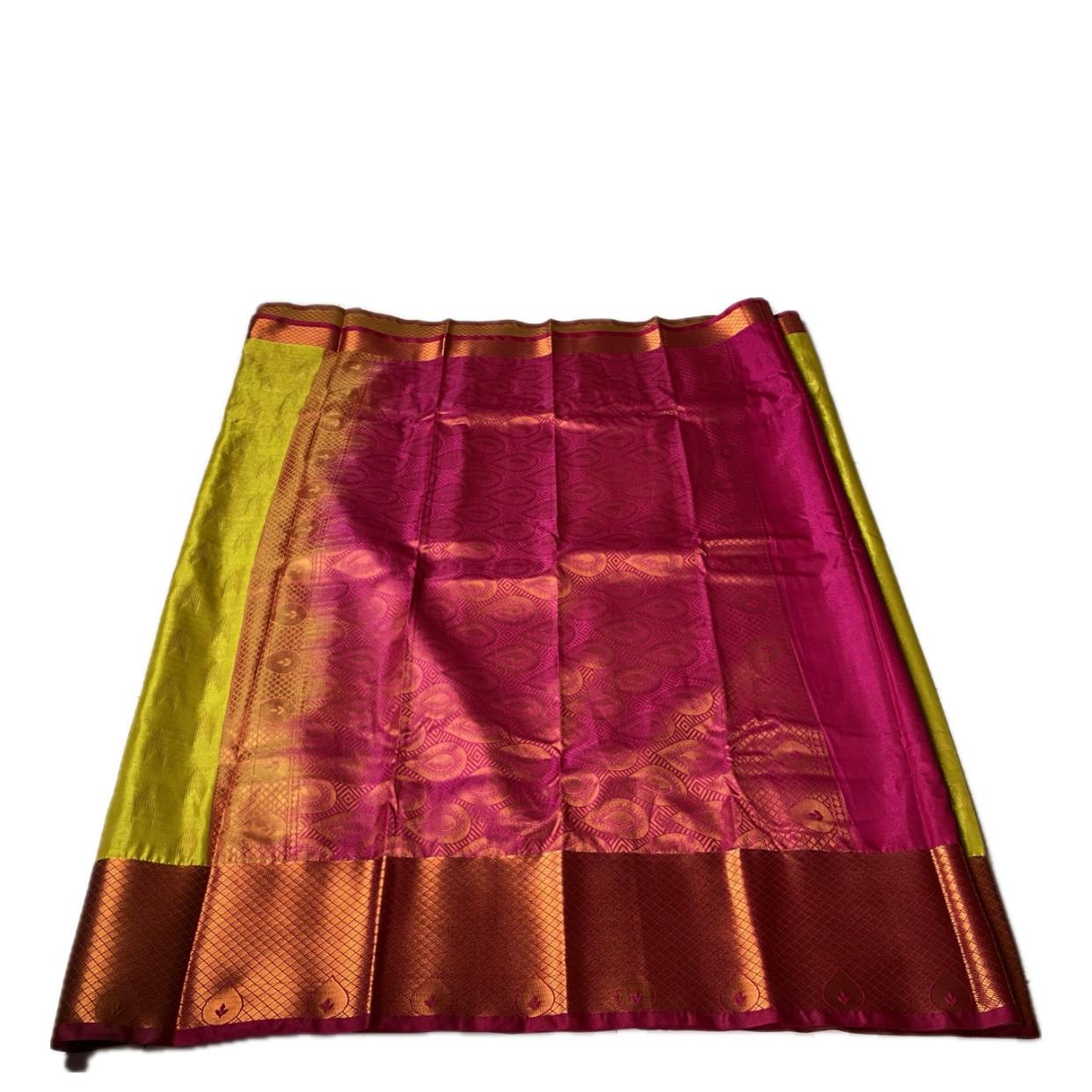 Olive Green with Maroon Border Silk Saree Wedding Collection (Dress Code)