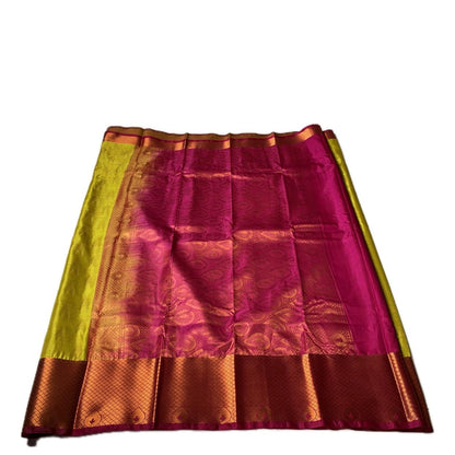 Olive Green with Maroon Border Silk Saree Wedding Collection (Dress Code)