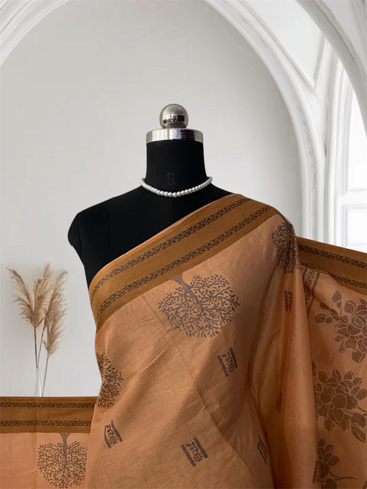 Madhuri Cotton Floral Saree Cream