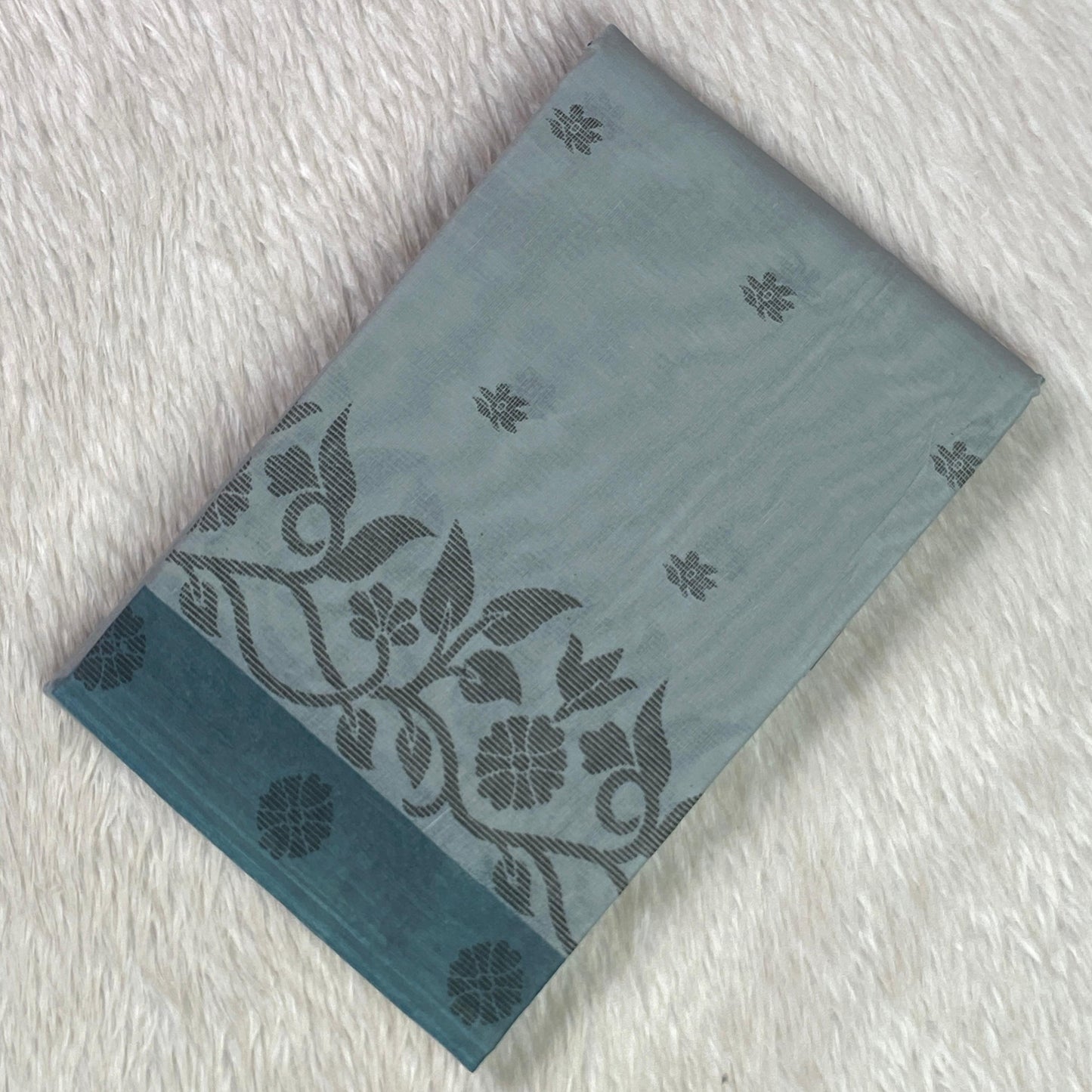 Madhuri Cotton Floral Saree Grey