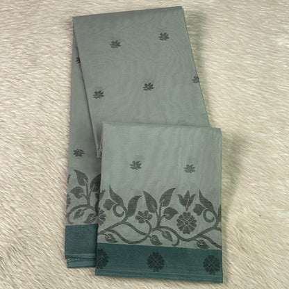 Madhuri Cotton Floral Saree Grey