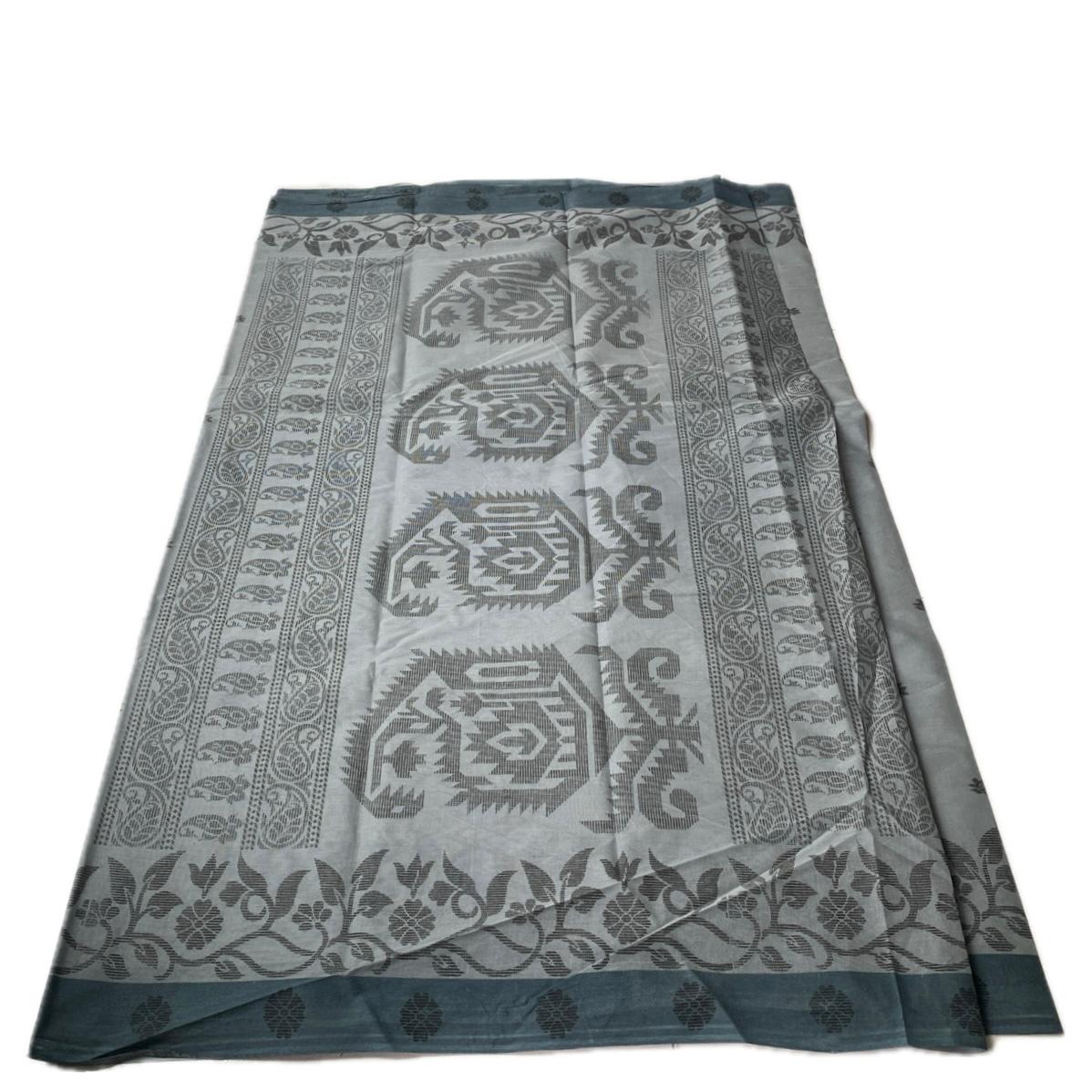 Madhuri Cotton Floral Saree Grey