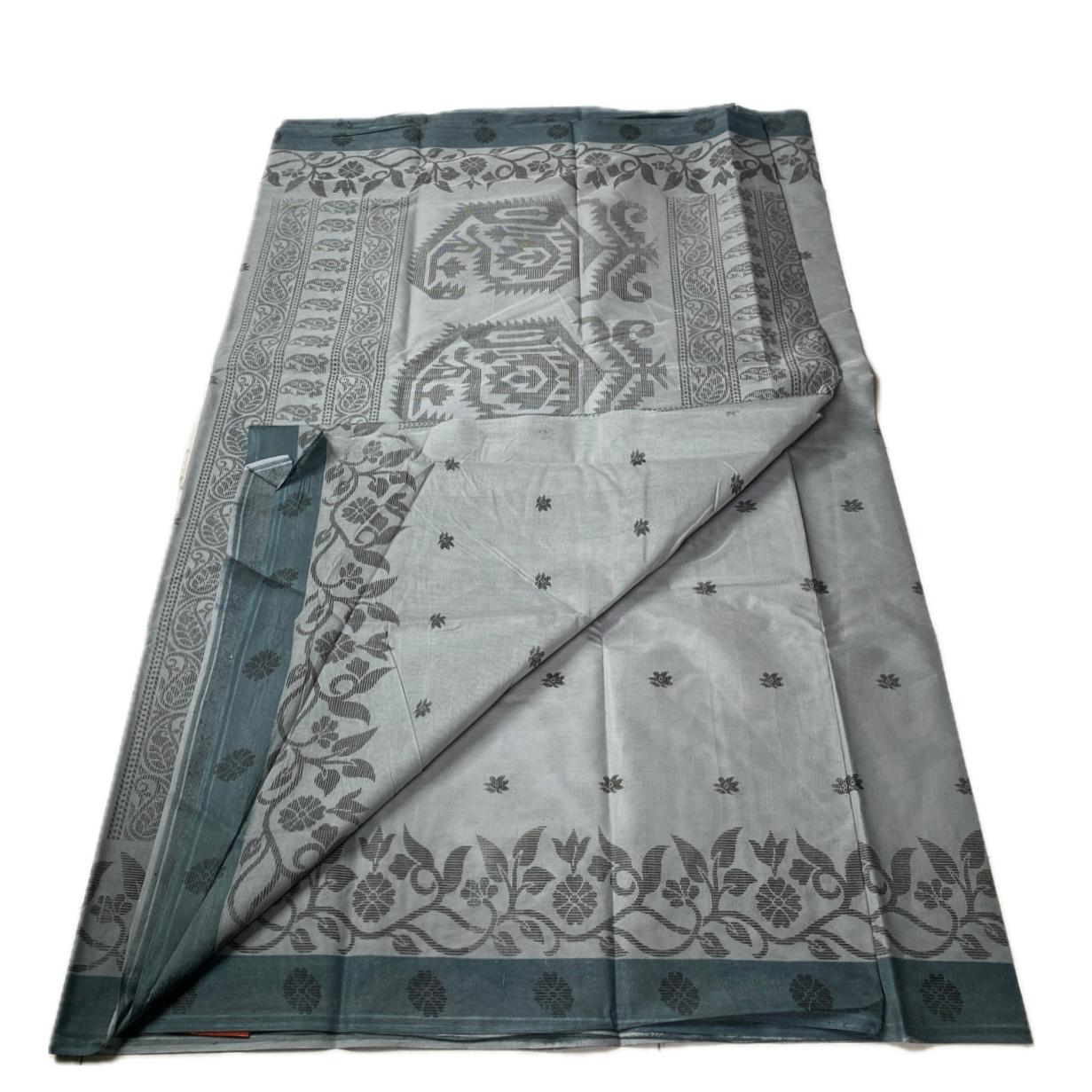 Madhuri Cotton Floral Saree Grey