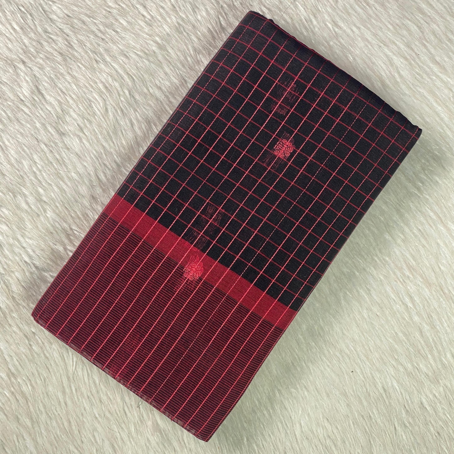 Karthu Midnight Grid Cotton Saree