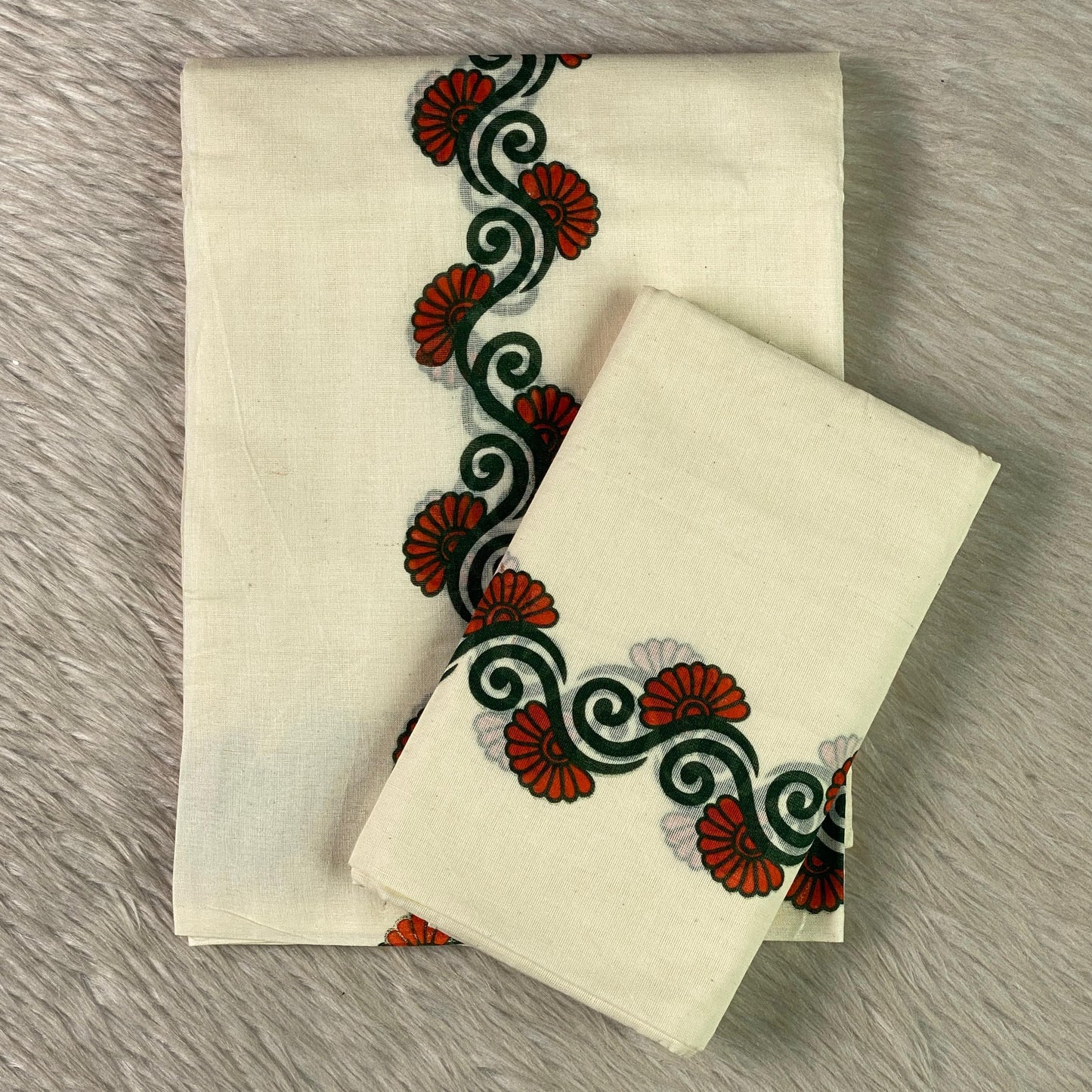 Orange Floral Wave Cotton Set Mund