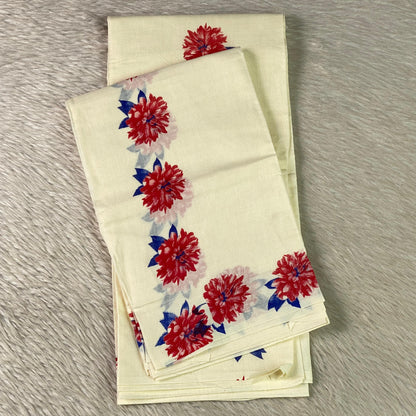 Red Daliya Floral Cotton Set Mund
