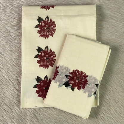 Maroon Daliya Floral Cotton Set Mund