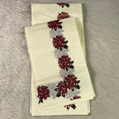 Maroon Daliya Floral Cotton Set Mund