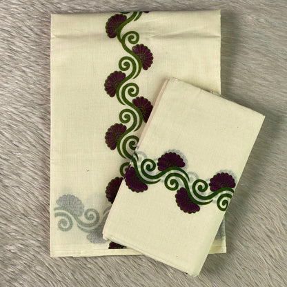 Purple Floral Wave Cotton Set Mund