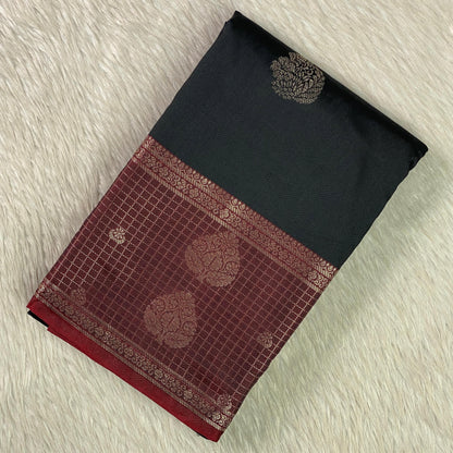 Rukmini Semi Silk Saree in Black & Maroon