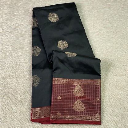 Rukmini Semi Silk Saree in Black & Maroon