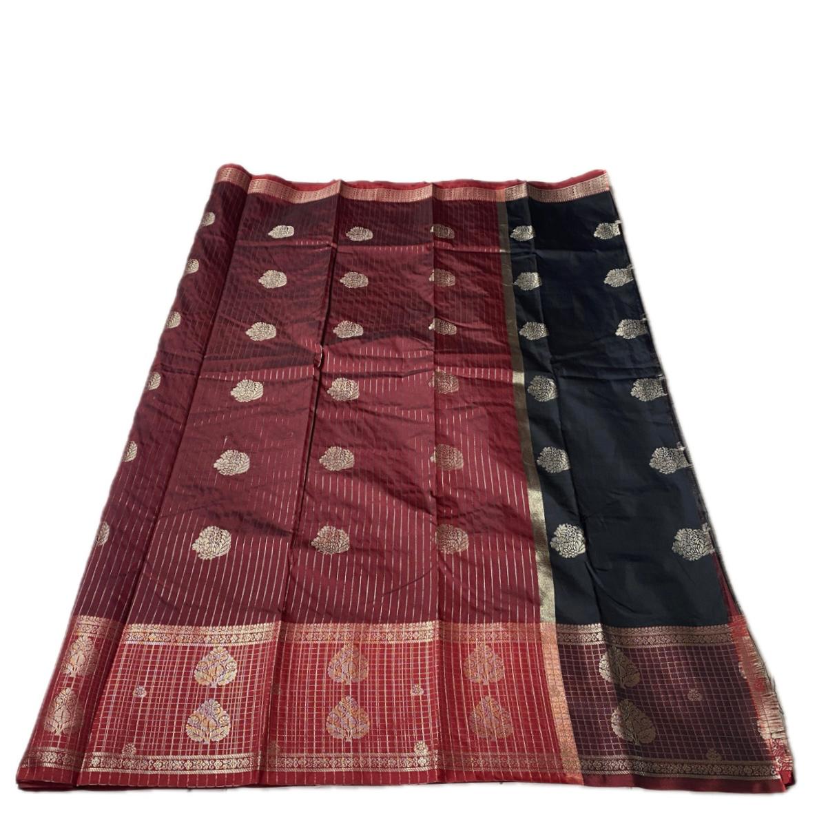 Rukmini Semi Silk Saree in Black & Maroon