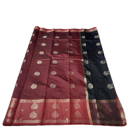 Rukmini Semi Silk Saree in Black & Maroon