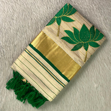 Pankaja Lotus Kerala Tissue Saree Green