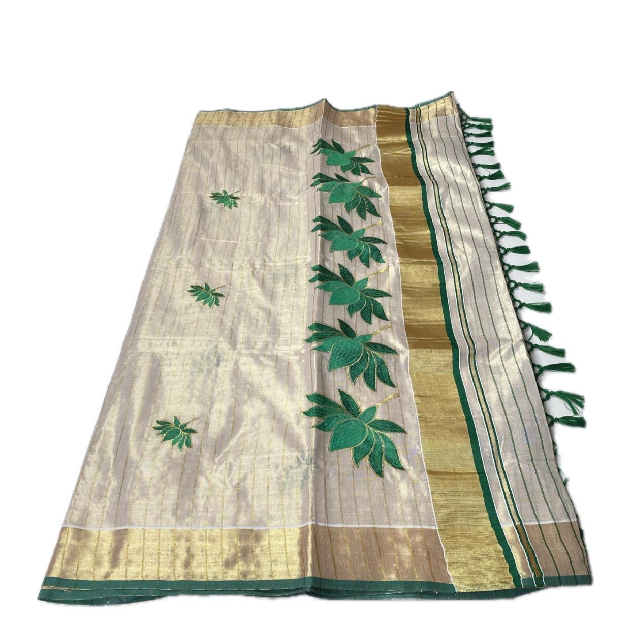 Pankaja Lotus Kerala Tissue Saree Green