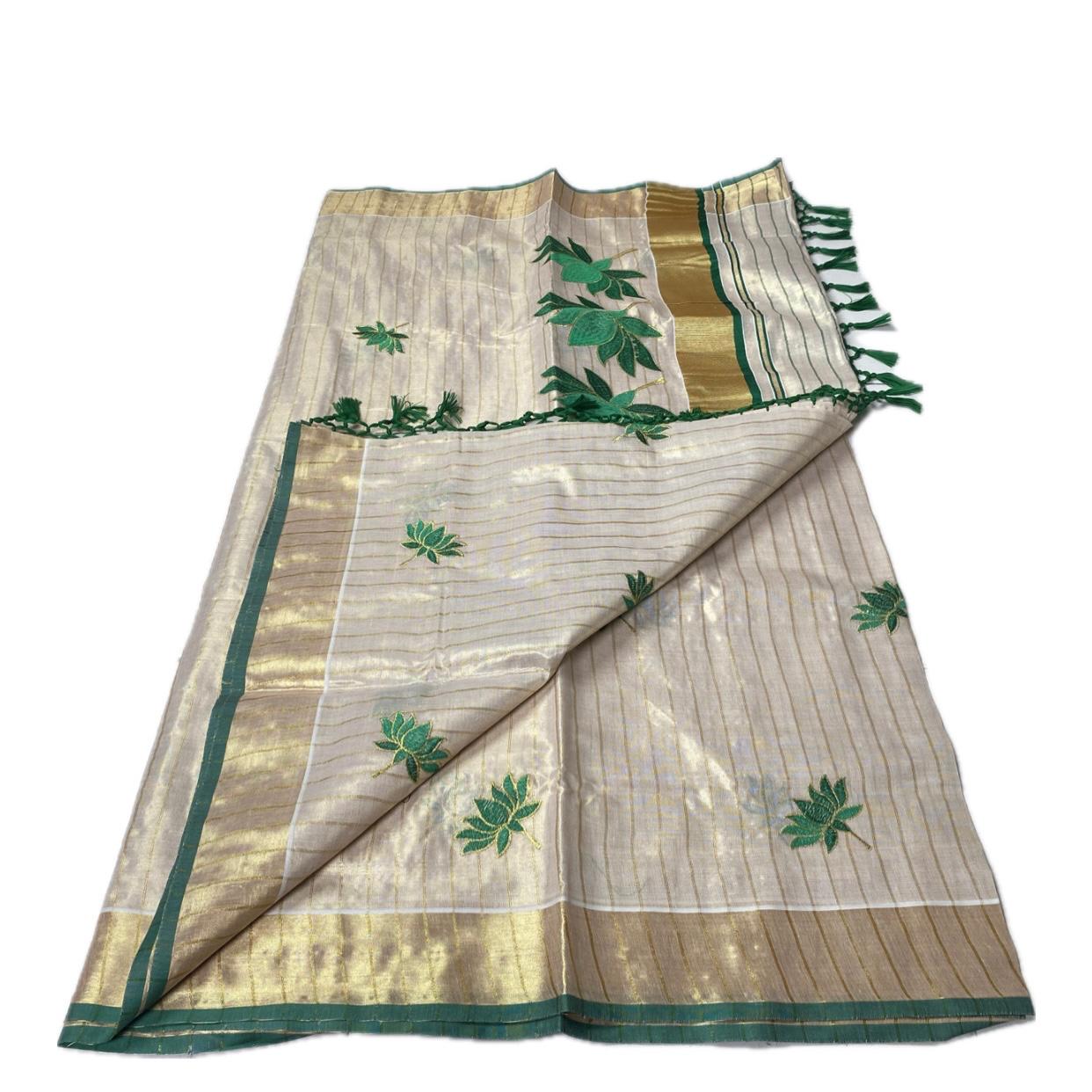 Pankaja Lotus Kerala Tissue Saree Green