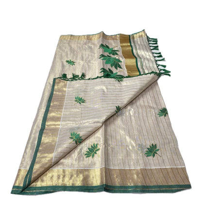Pankaja Lotus Kerala Tissue Saree Green