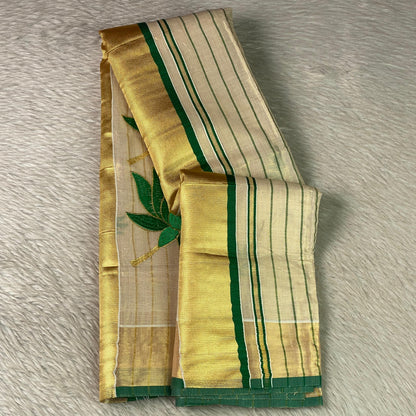 Pankaja Lotus Kerala Tissue Saree Green
