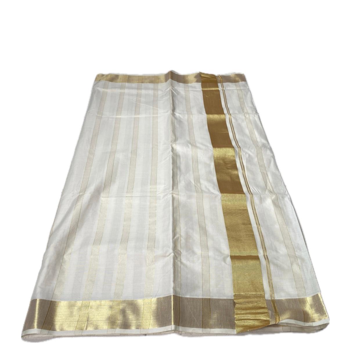 Traditional Kerala Kasavu Cotton Saree with Elegant Golden Border