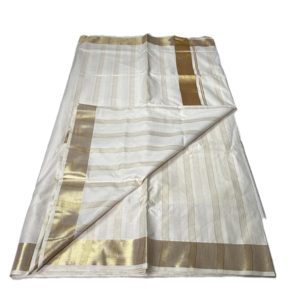 Traditional Kerala Kasavu Cotton Saree with Elegant Golden Border