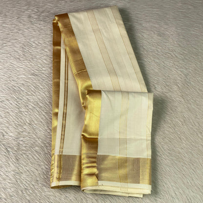 Traditional Kerala Kasavu Cotton Saree with Elegant Golden Border