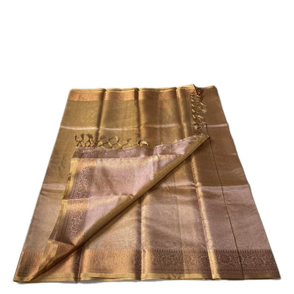 Premium Golden Blush Tissue Saree