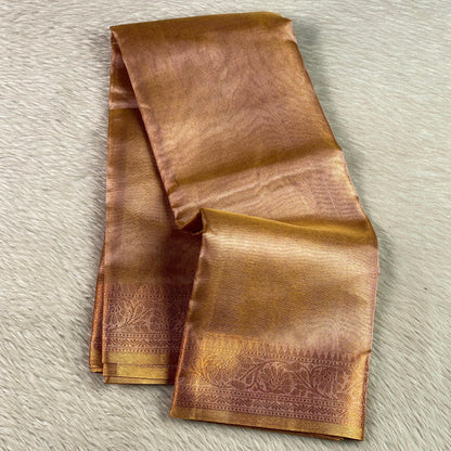 Premium Golden Blush Tissue Saree
