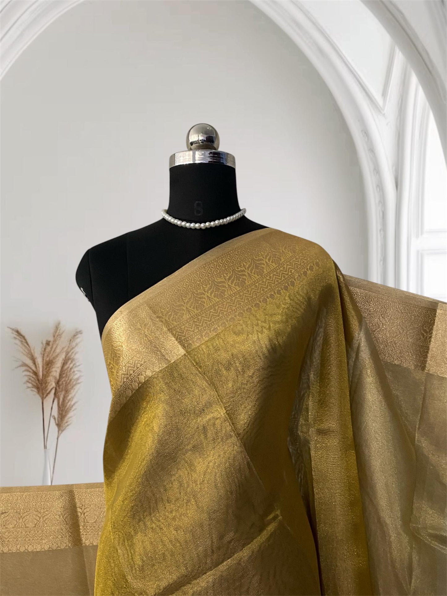 Premium Golden Tissue Saree