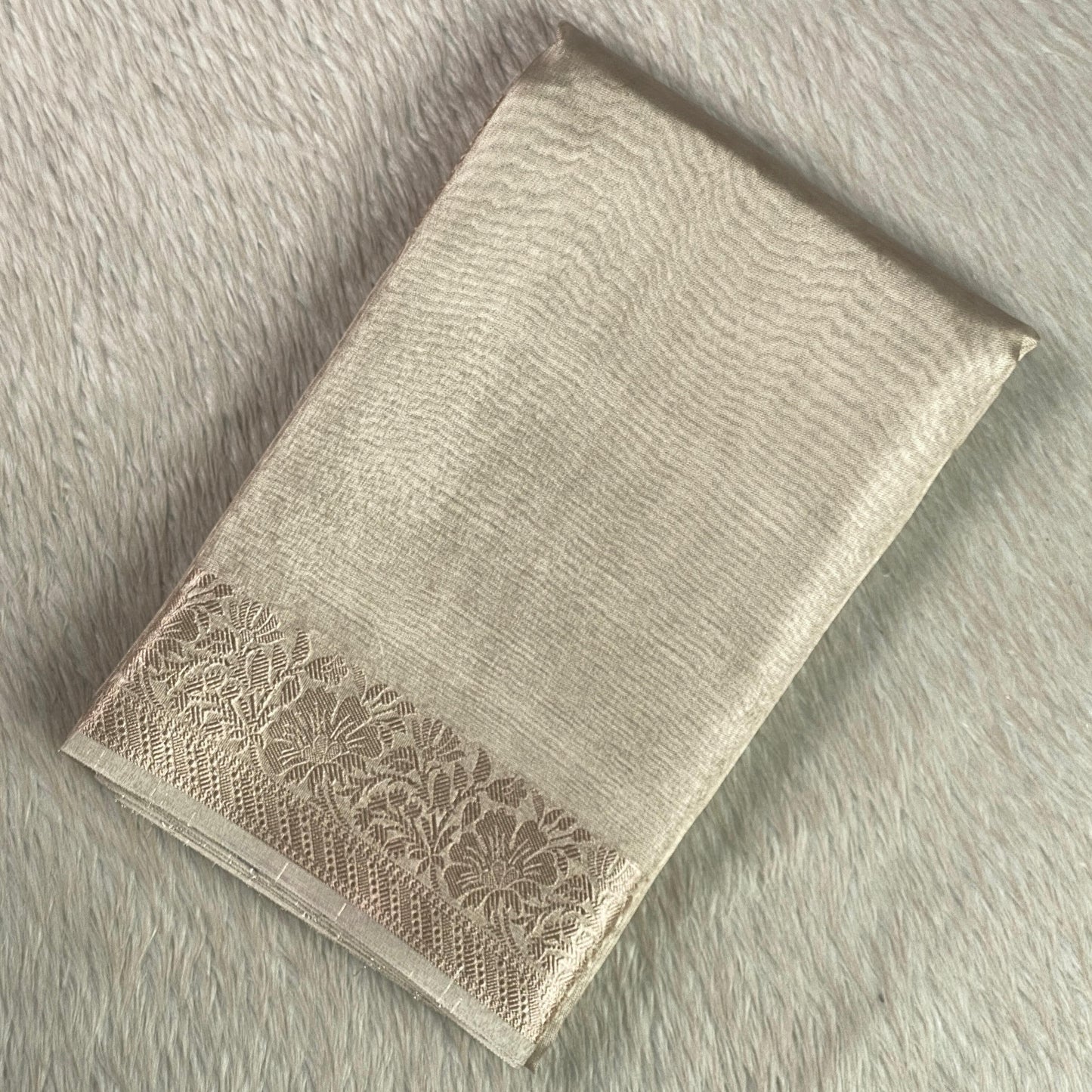 Premium Silver Blush Tissue Saree